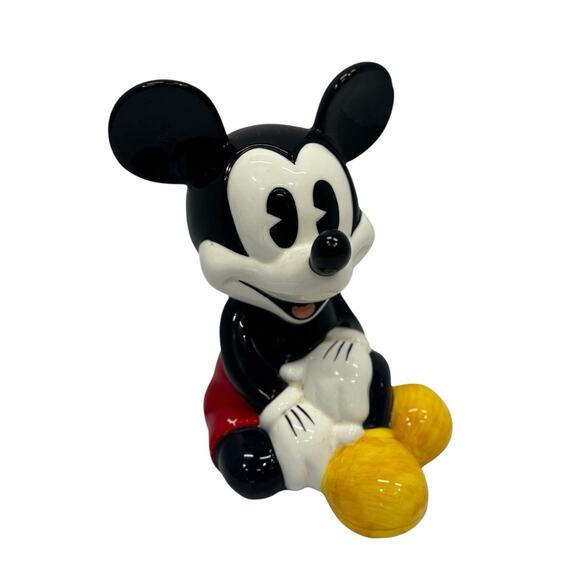 Walt Disney Pie Eyed Mickey Mouse Ceramic Piggy Bank 8 3/4” X 6" - Picture 1 of 14